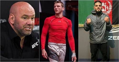 Dana White (left), Dan Hooker (middle) and Nasrat Haqparast (right) Image Credit: @danhangman & @nasrat_mma via Instagram