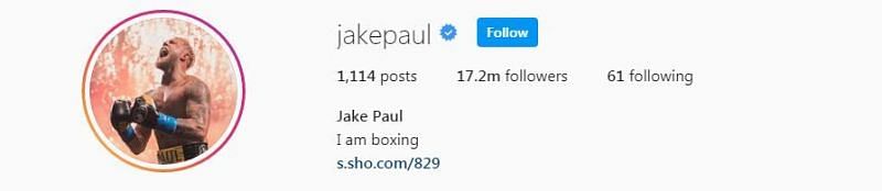 Jake Paul recently changed his Instagram bio to &quot;I am boxing&quot;