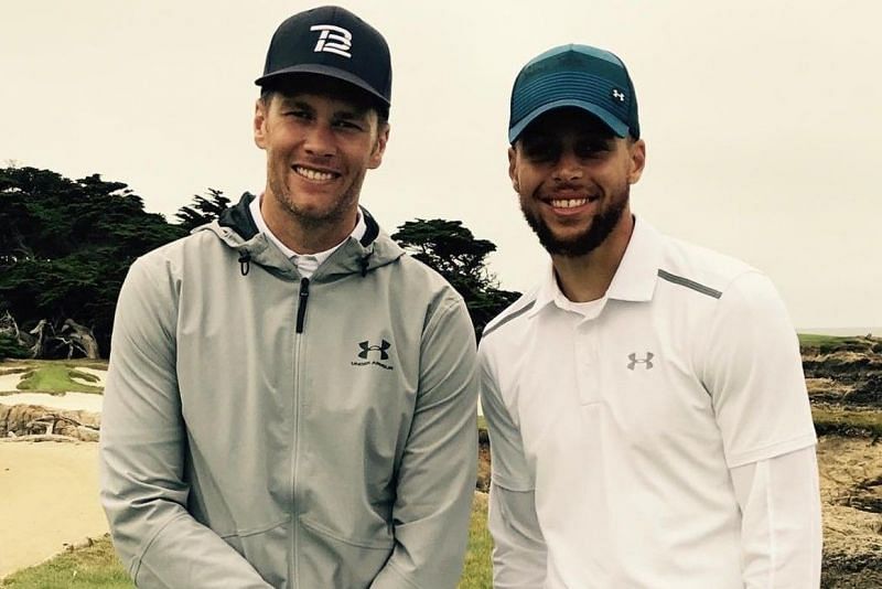 Stephen Curry and Tom Brady playing golf [Source: Bleacher Report]