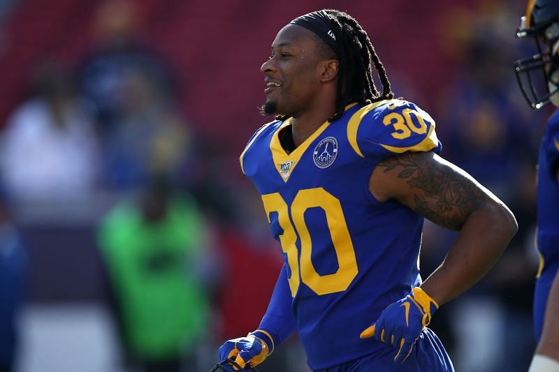 Todd Gurley playing for the Los Angeles Rams