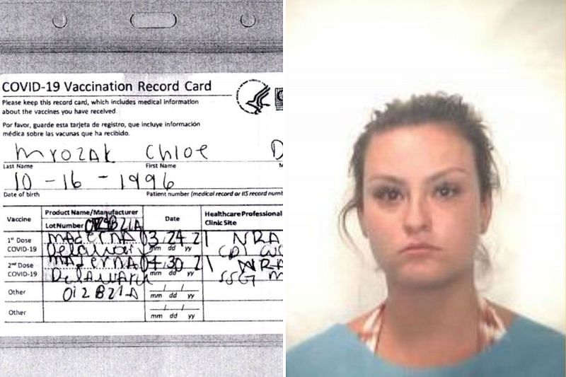 Chloe Mrozak finds herself in jail after creating fake vaccination card (Image via Hawaii Department of Public Safety and New York Post)