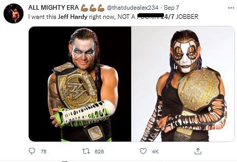 A profane tweet from an extremely angry Jeff Hardy fan