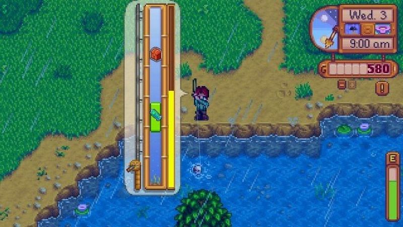 Fishing minigame n Stardew Valley (Image via Stardew Valley)