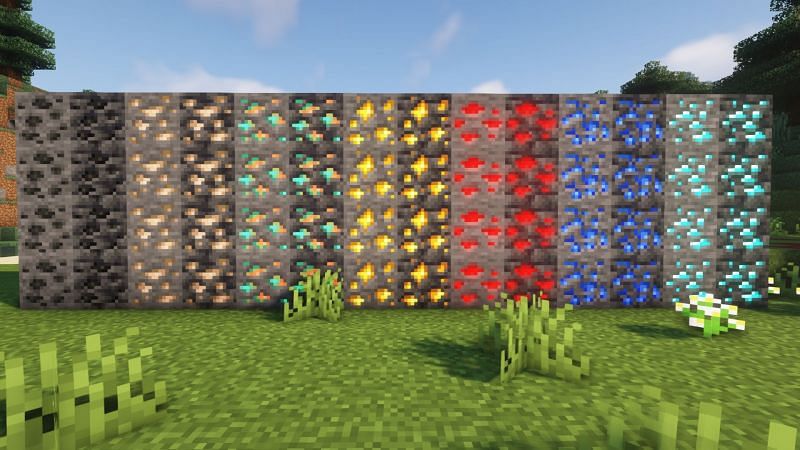 Various Minecraft ores showcased (Image via Mojang)