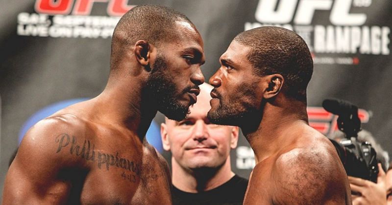 Jon Jones (left and Quinton Jackson [Image Courtesy: @espnmma on Twitter]