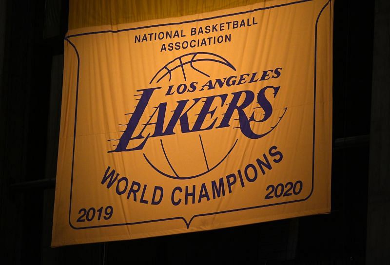The Los Angeles Lakers raise another championship banner