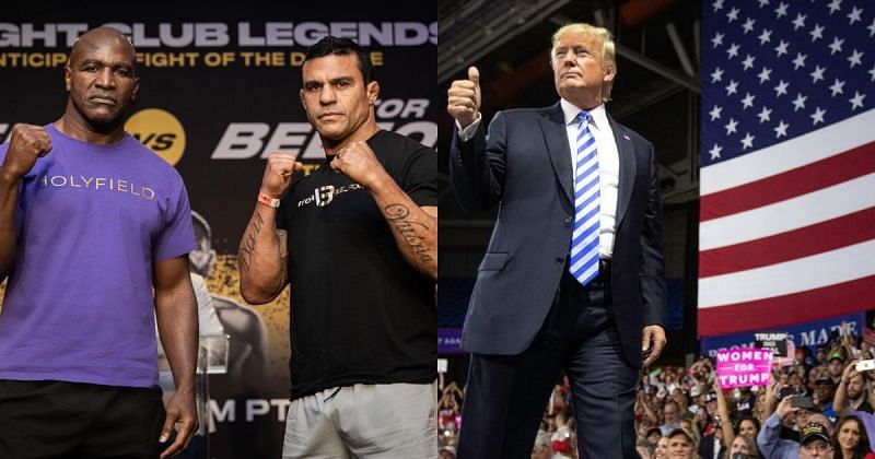 Evander Holyfield and Vitor Belfort left) and Donald Trump (right) [Images Courtesy: @evanderholyfield and @realdonaldtrump on Instagram]