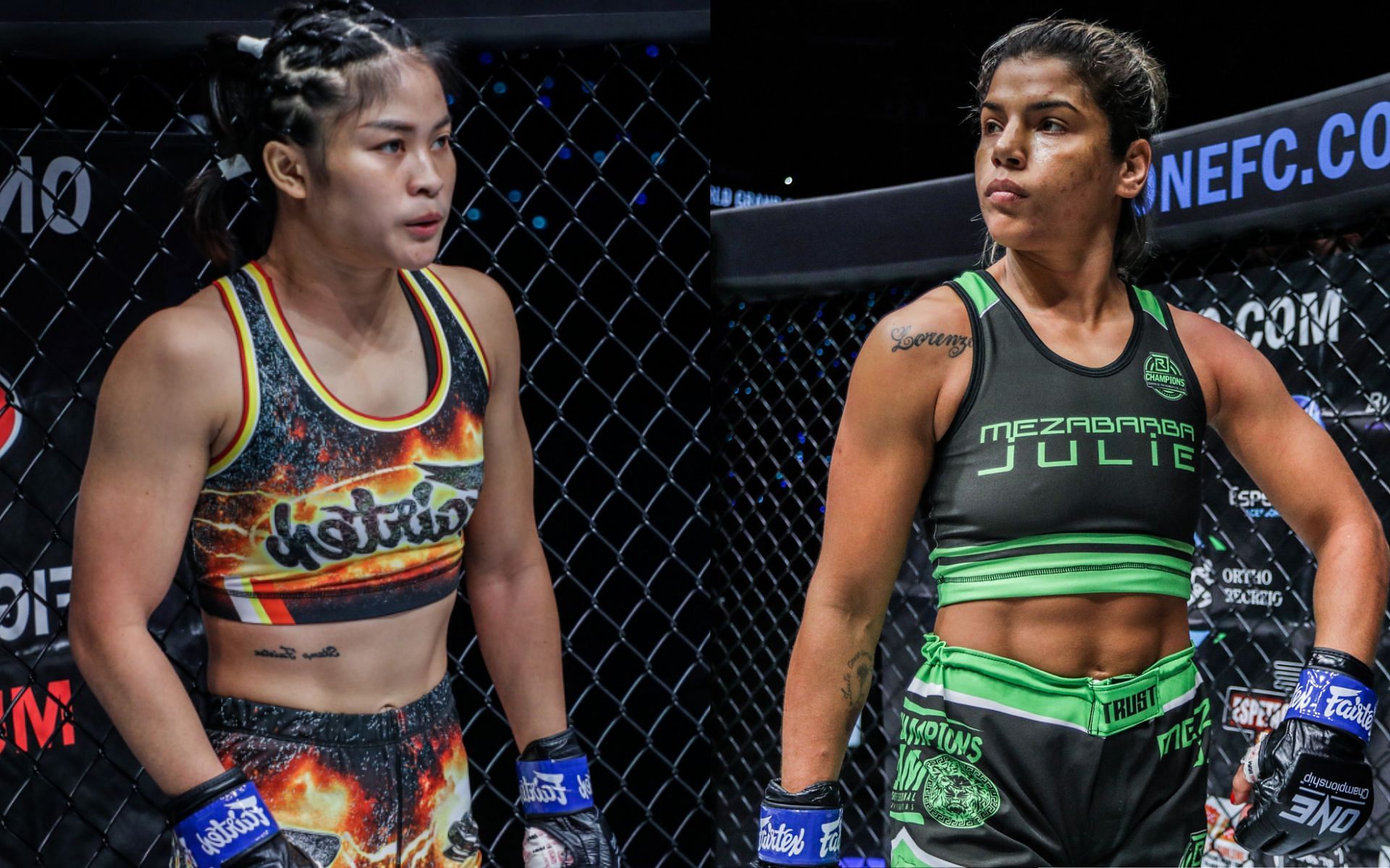 Stamp Fairtex (left) will face Julie Mezabarba (right) in the main event at ONE: NextGen