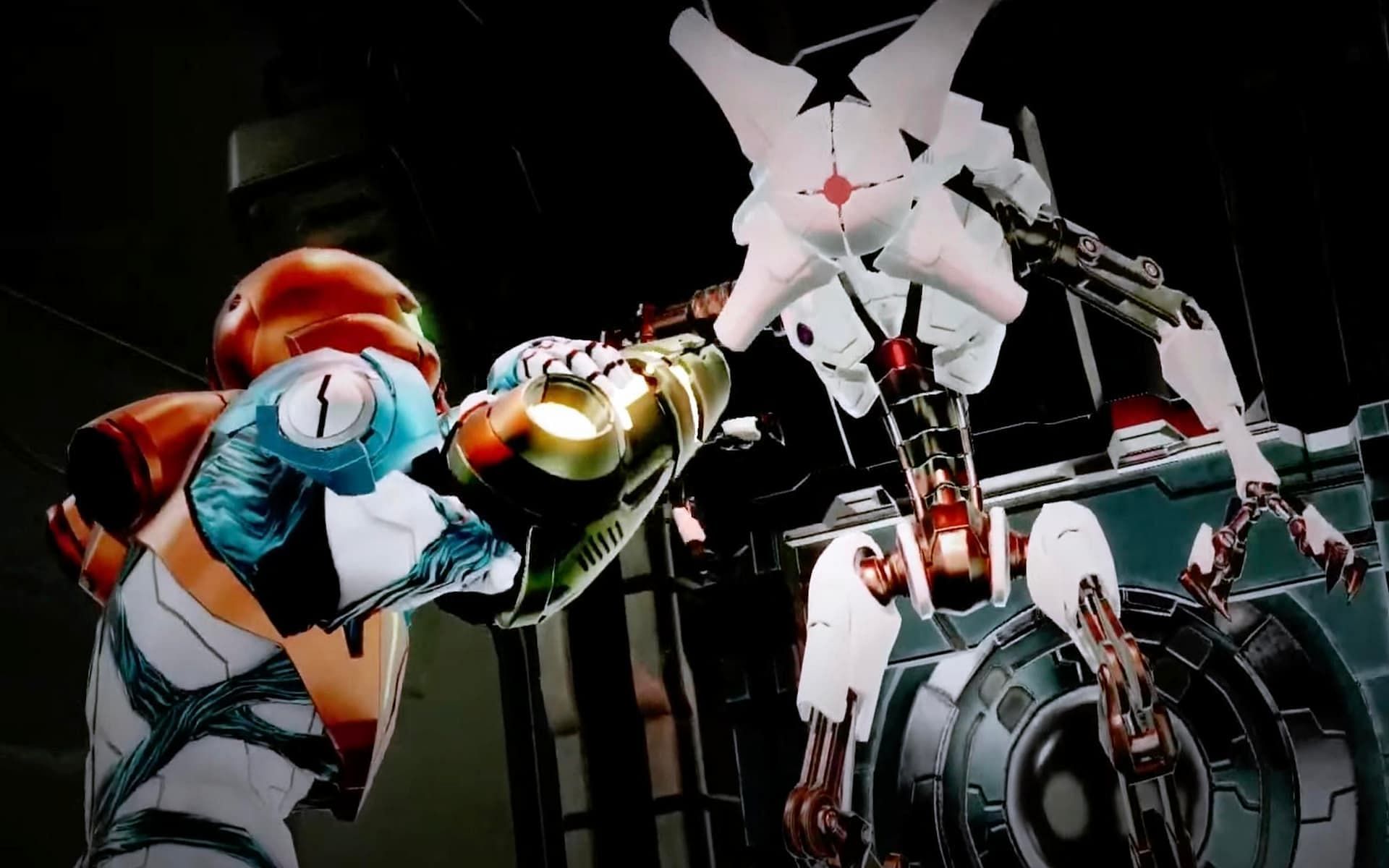 Samus battling an enemy in Metroid Dread. (Image via Nintendo)