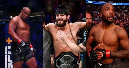 Daniel Cormier (left), UFC BMF champion Jorge Masvidal (center) and Leon Edwards (right)