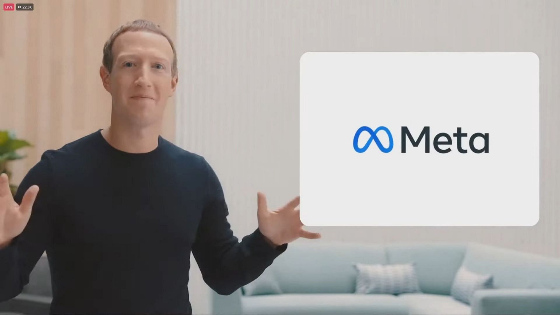 CEO Mark Zuckerberg introducing Meta (Image via Facebook Inc.)