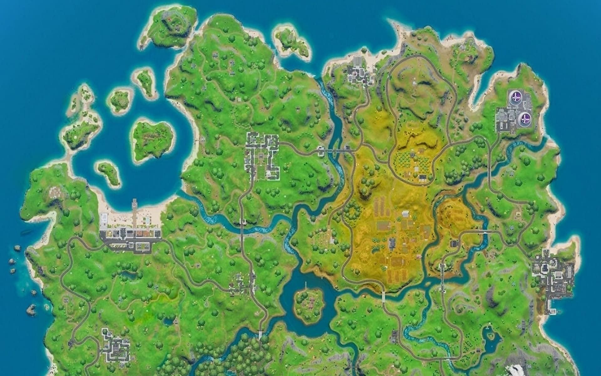 The Fortnite Battle Royale map (Image via Epic Games)