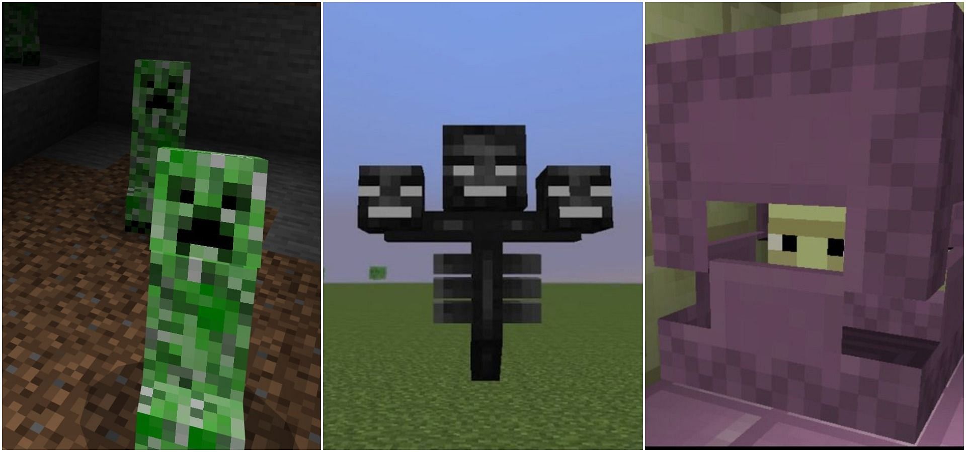 Creeper, Wither, Shulker (Image via Minecraft)