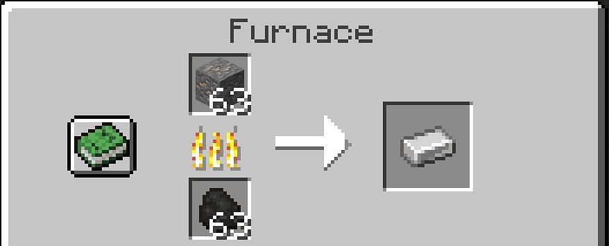 Iron ore smelting into Iron ingots (Image via Minecraft)