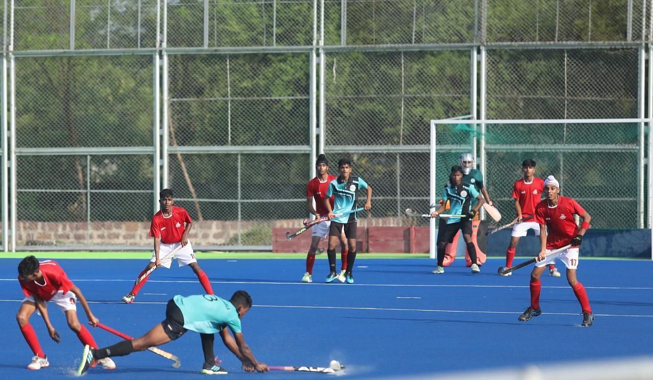 Action during the sub-junior men national academy hockey championship. (Pic Credit: Hockey India)