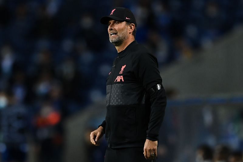 Liverpool boss Jurgen Klopp looks on.