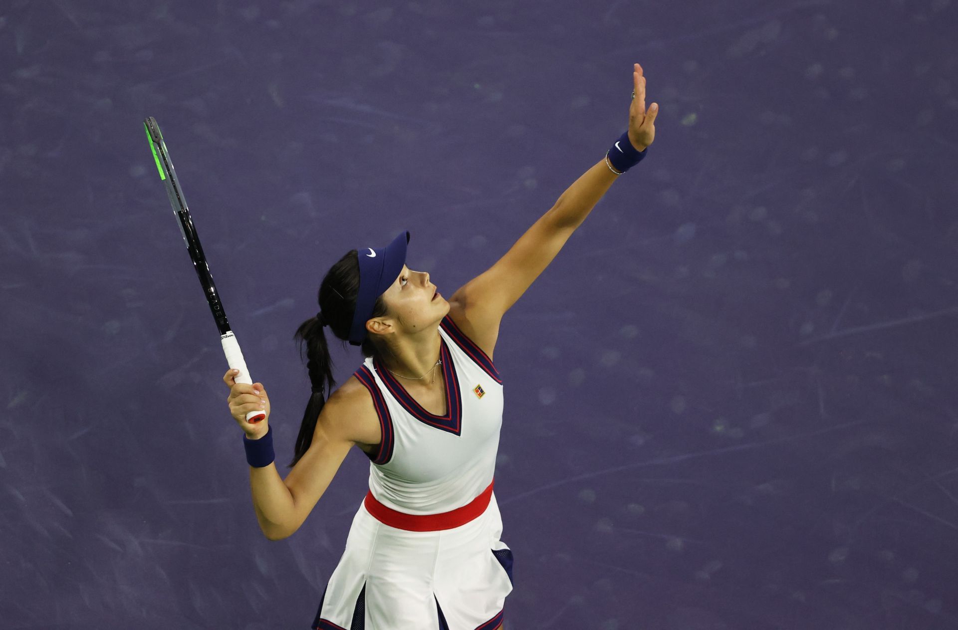 Emma Raducanu in action at Indian Wells