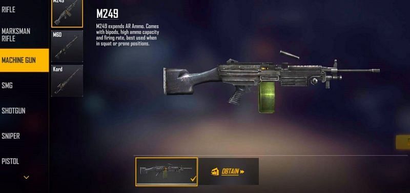 M249 (Image via Free Fire MAX)