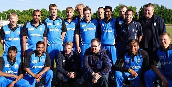 The Estonian cricket team strikes a pose.