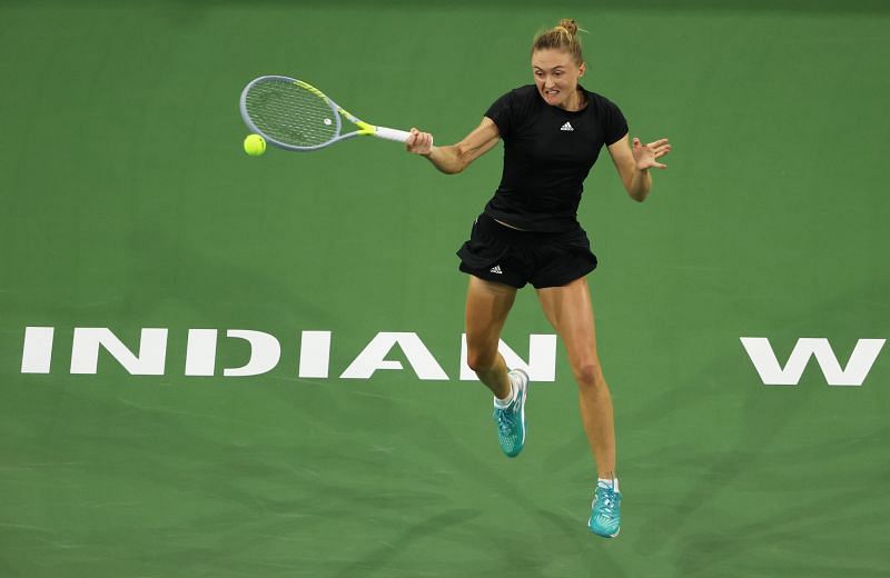 Aliaksandra Sasnovich during her match against Emma Raducanu