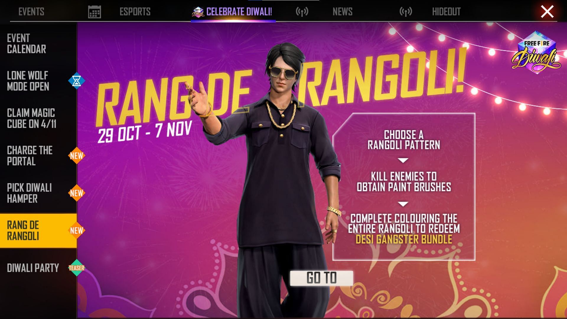 The Rang De Rangoli event (Image via Free Fire)