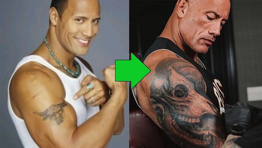1. The Rock's iconic Brahma Bull shoulder tattoo - wide 1