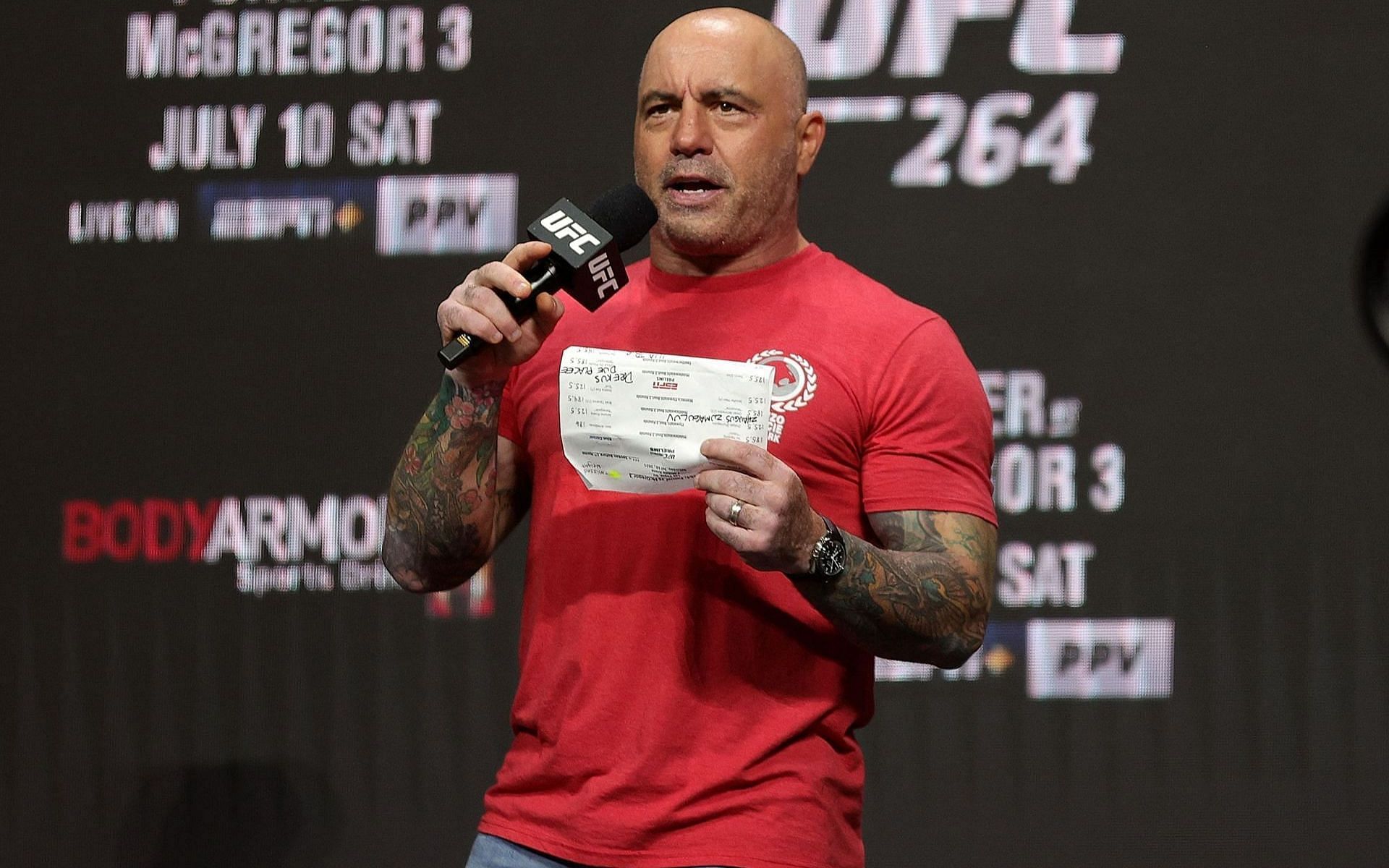 Joe Rogan at UFC 264 weigh-ins in Las Vegas
