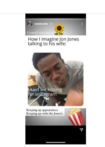 The meme Israel Adesanya shared reacting to Jon Jones' latest post with his fiancee on social media