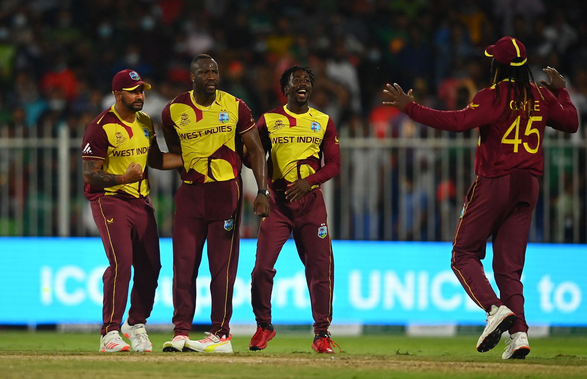 West Indies celebrate a close win over Bangladesh. Pic: Getty Images