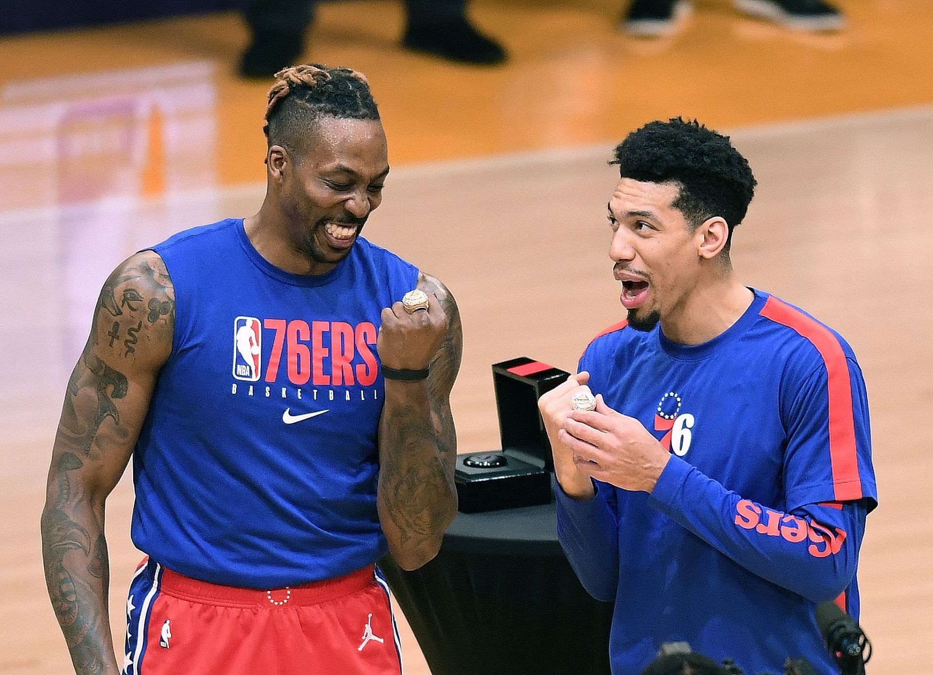 Dwight Howard showing off his NBA ring.