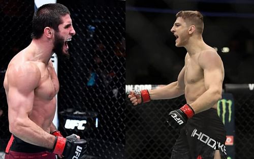 Islam Makhachev (left), Dan Hooker (right) [Credits: @UFC, @danhangman via Instagram]