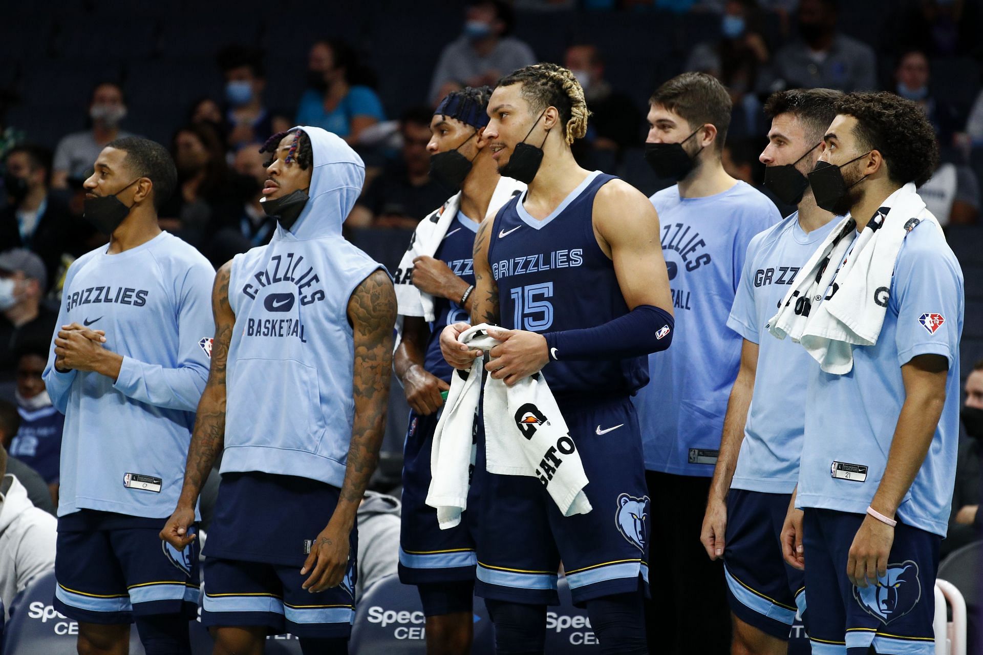 The Memphis Grizzlies bench look on
