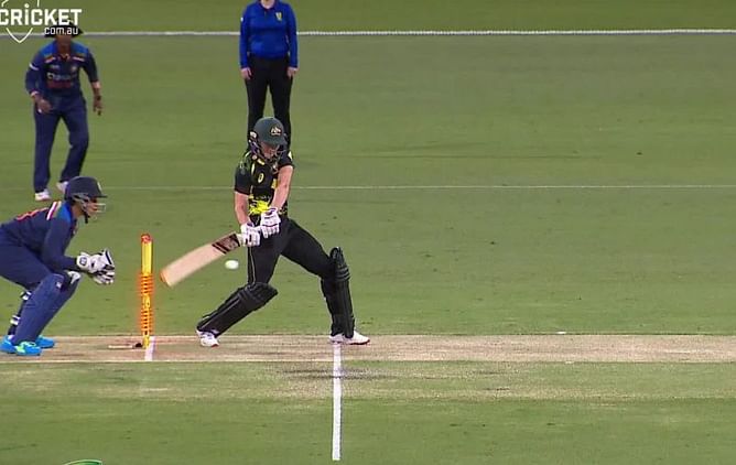 [Watch] Meg Lanning gets hit wicket in bizarre fashion in 3rd T20I vs India women