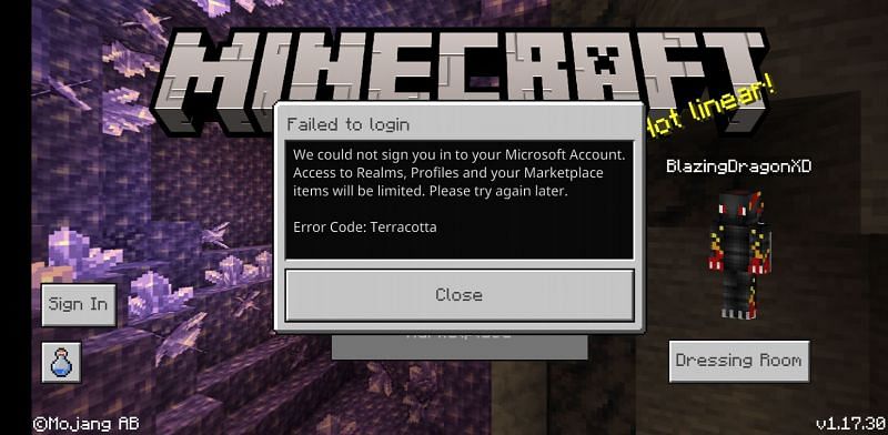 The Terracotta error code is one of the most frustrating for players to encounter. Image via Minecraft