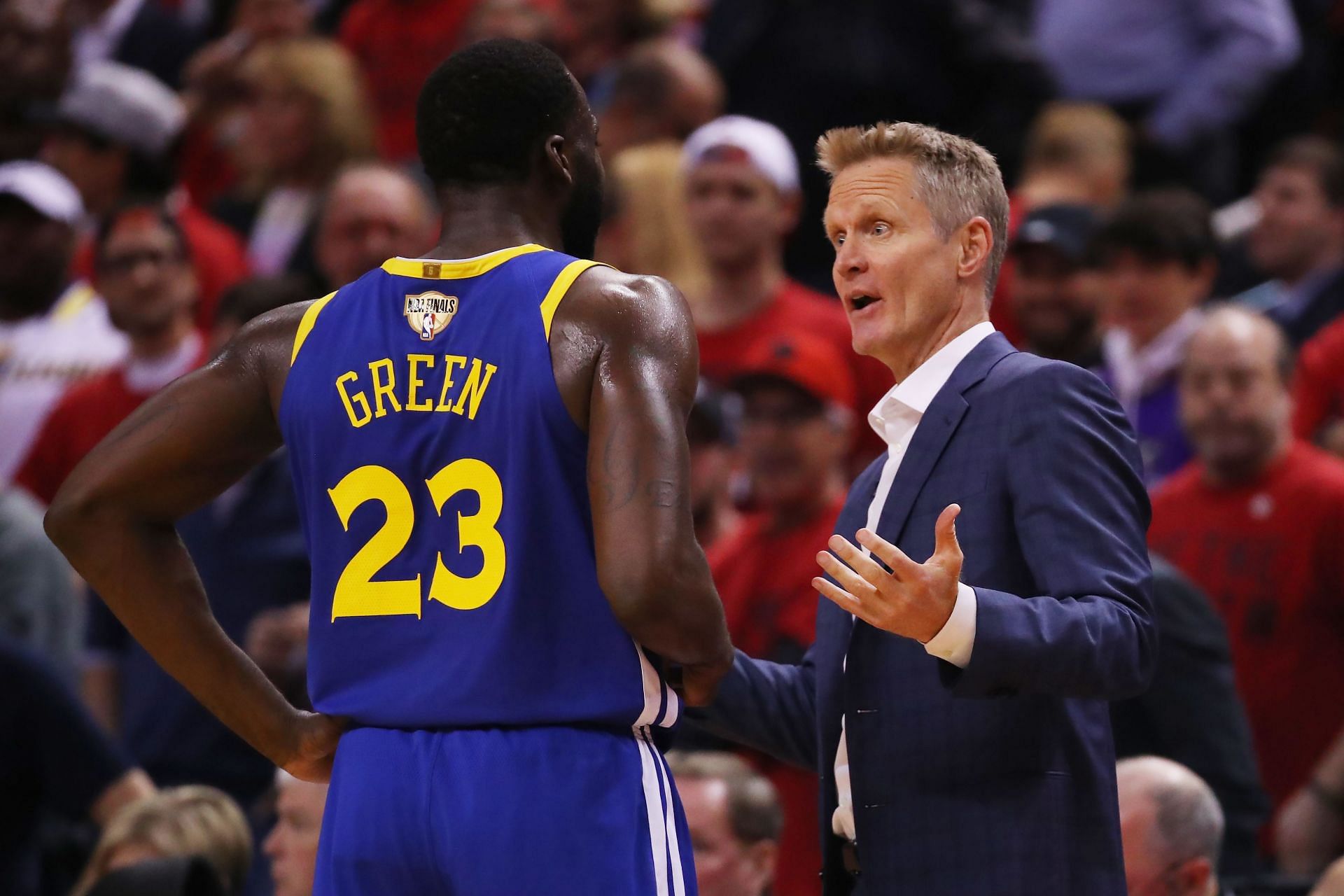 Draymond Green and Steve Kerr of the Golden State Warriors