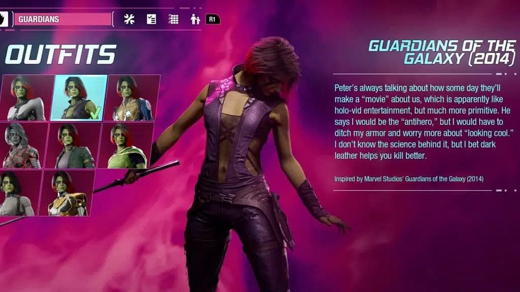 Gamora&#039;s MCU outfit. (Image via Square Enix)