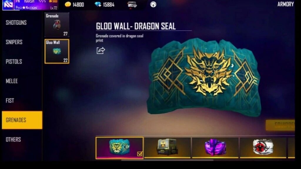 Dragon Seal Gloo Wall skin in Free Fire Max (Image via Garena)