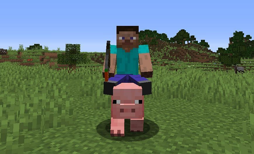 Riding a pig (Image via Minecraft Fandom)