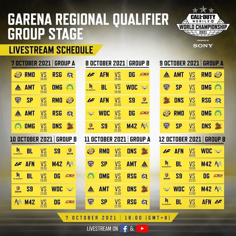 Group stage schedule for Garena qualifier(Image via Instagram/garenacodm)