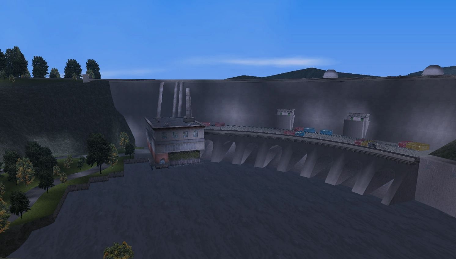 The Cochrane Dam, as it appears in GTA 3 (Image via Rockstar Games)