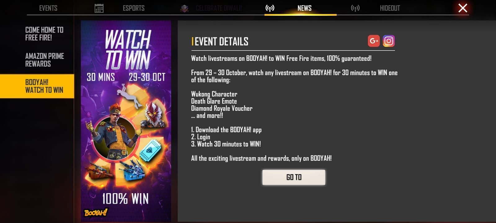 The new Watch to Win event offers exciting rewards (Image via Free Fire)