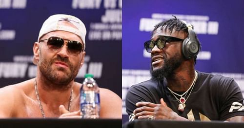 Tyson Fury (left); Deontay Wilder (right).