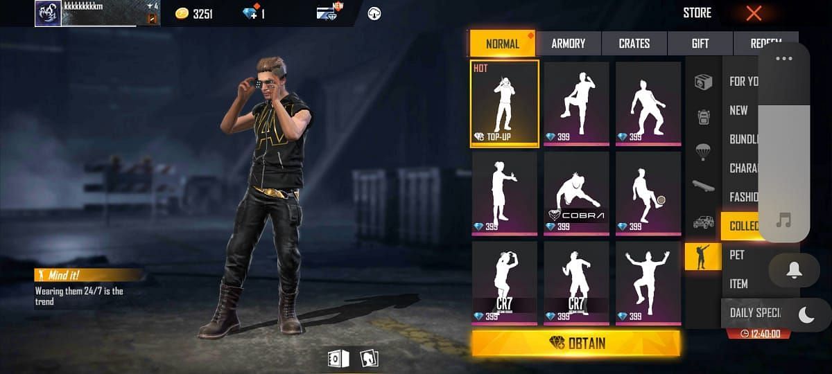 Mind It emote in Free Fire Max (Image via Garena)