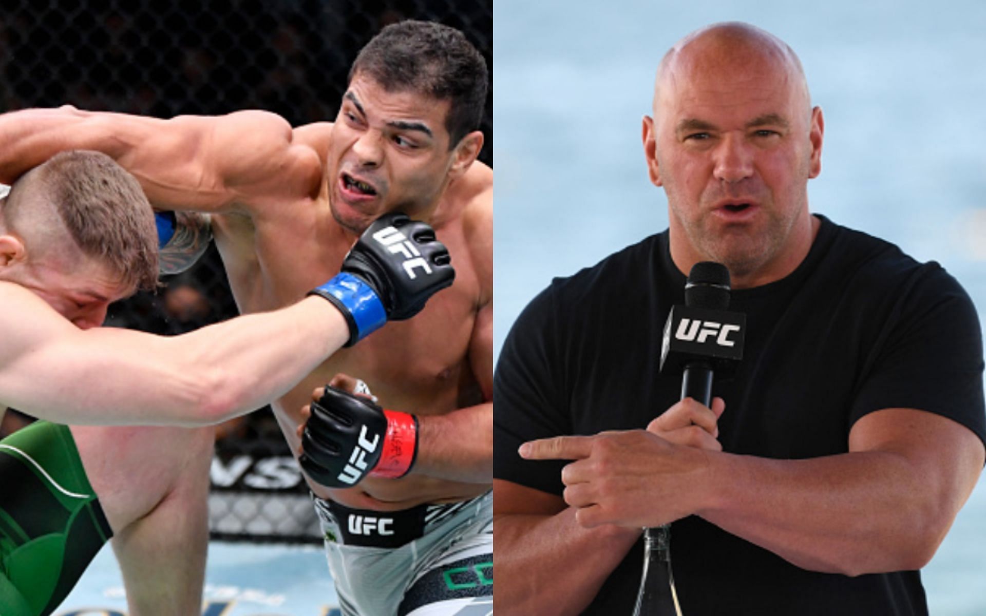 Marvin Vettori (left); Paulo Costa (center); Dana White (right)