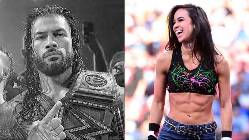 Roman Reigns (left) and AJ Lee (right)