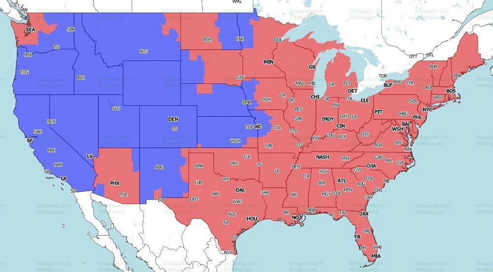 CBS Coverage Map for the late games of Week 6