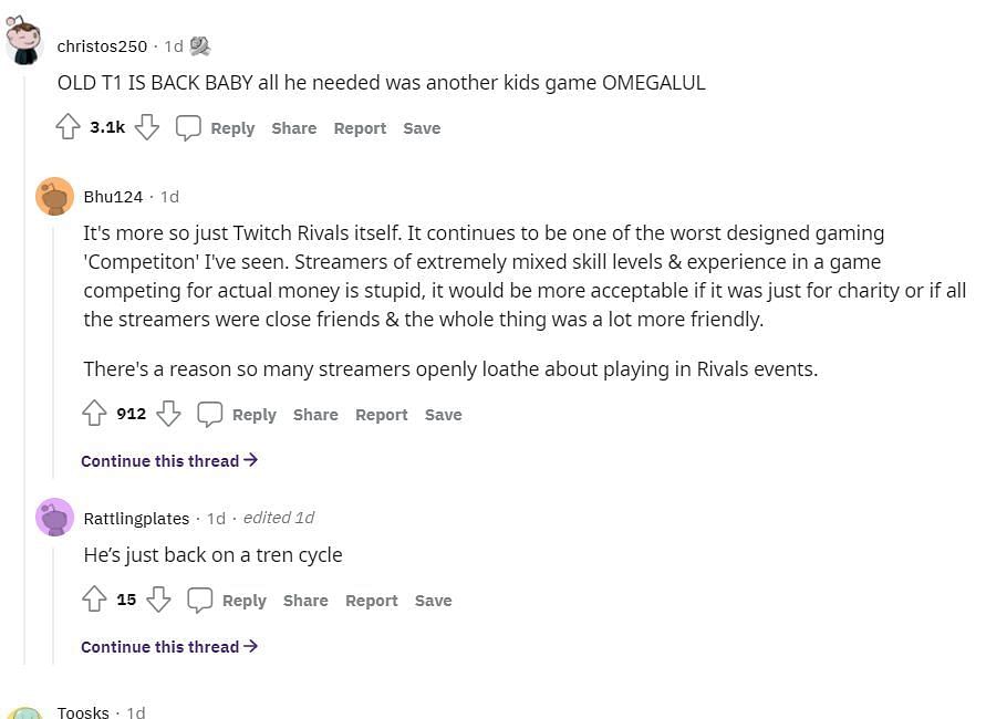 Reactions to Tyler1&#039;s rant (Image via Reddit/LivestreamFail)