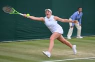 Ostapenko at the 2021 Wimbledon.