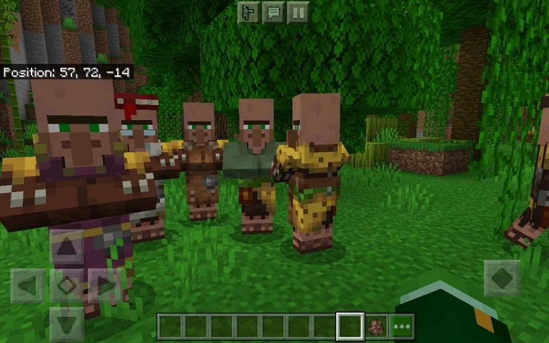 An image of several jungle villagers in-game (Image via Minecraft)