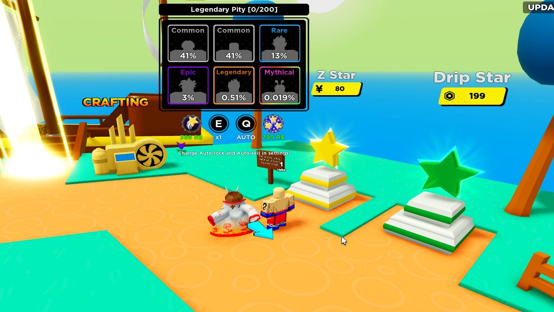 Stars have varying rarities and varying drop chances (Image via Roblox)